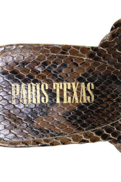 Paris Texas Womens Embossed Snakeskin Square Toe Heels Shoes Brown Size 10.5