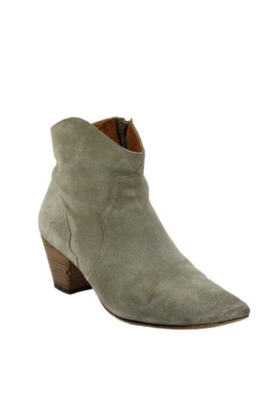 Isabel Marant Womens Suede Block Heels Ankle Boots Shoes Brown Size 11