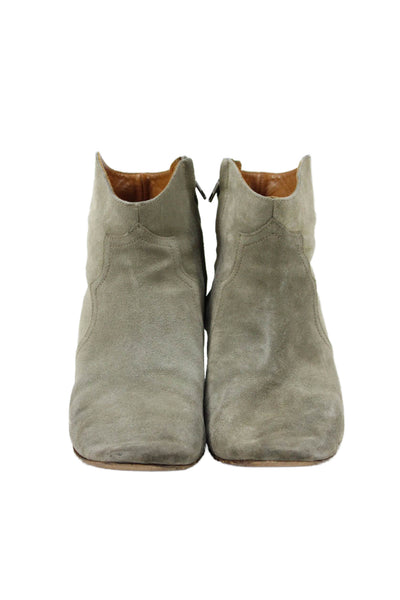 Isabel Marant Womens Suede Block Heels Ankle Boots Shoes Brown Size 11