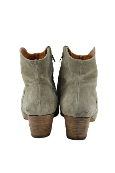 Isabel Marant Womens Suede Block Heels Ankle Boots Shoes Brown Size 11