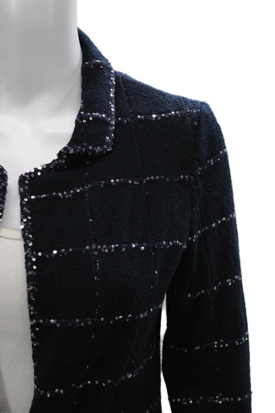 Amina Rubinacci Women Basic Jacket Blue Check Wool Button Size 42