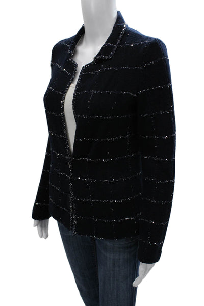 Amina Rubinacci Women Basic Jacket Blue Check Wool Button Size 42