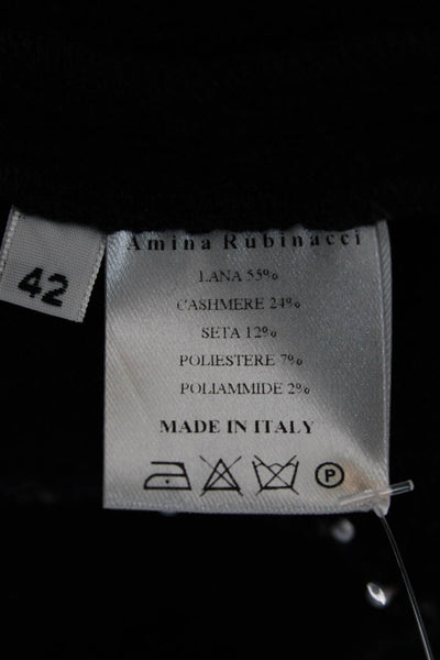 Amina Rubinacci Women Basic Jacket Blue Check Wool Button Size 42