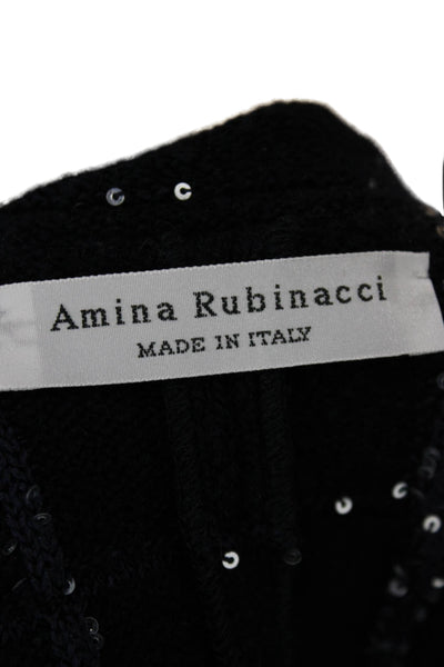 Amina Rubinacci Women Basic Jacket Blue Check Wool Button Size 42