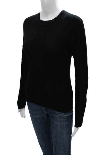 Theory Womens Pullover Sweater Black 100% Wool Crew Neck Long Sleeve Size S