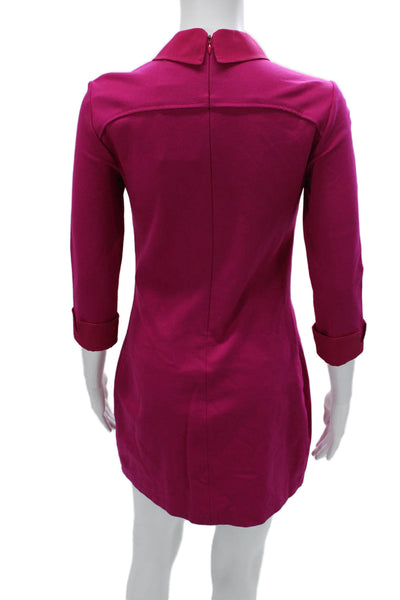 Ted Baker Women Shift Dress Pink Collared 3/4 Sleeve Short Viscose Zip Size 1