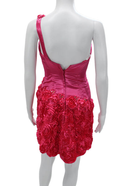 Tony Bowls Women Pink Floral One Shoulder Mini Dress Zip Polyester Size 0