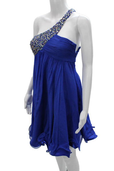 Jovani Womens A-Line Silk One Shoulder Party Dress Knee Length Size 2