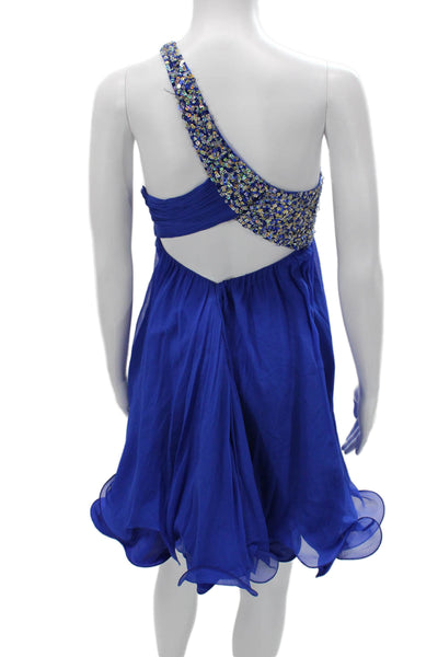 Jovani Womens A-Line Silk One Shoulder Party Dress Knee Length Size 2