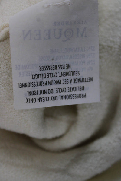 Alexander McQueen Women Ivory Wool Bodycon Short Dress Long Sleeve Size XS