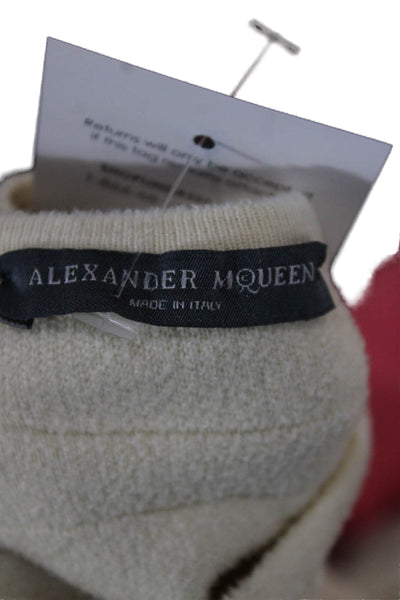 Alexander McQueen Women Ivory Wool Bodycon Short Dress Long Sleeve Size XS