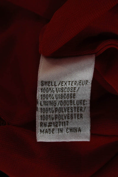 Badgley Mischka Women Maxi Dress Red Boat Neck Long Sleeve Viscose Size 2