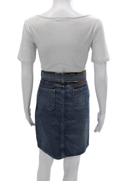 Ralph Lauren Women Blue Cotton Pencil Skirt Knee Size 2