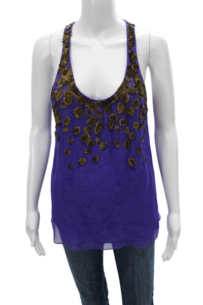 Adam Adam Lippes Womens Basic Silk Tank Purple Scoop Neck Zip Size 6