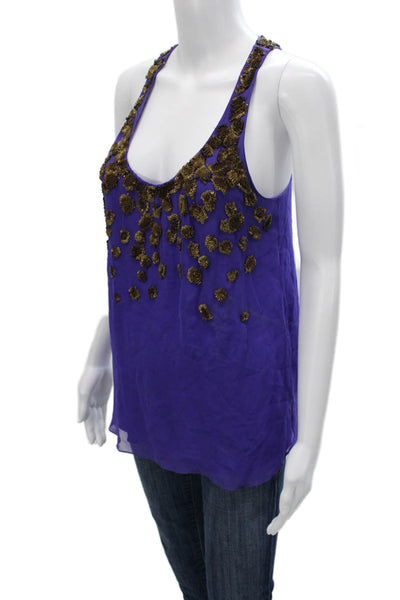 Adam Adam Lippes Womens Basic Silk Tank Purple Scoop Neck Zip Size 6
