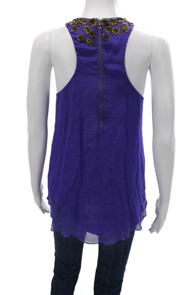 Adam Adam Lippes Womens Basic Silk Tank Purple Scoop Neck Zip Size 6