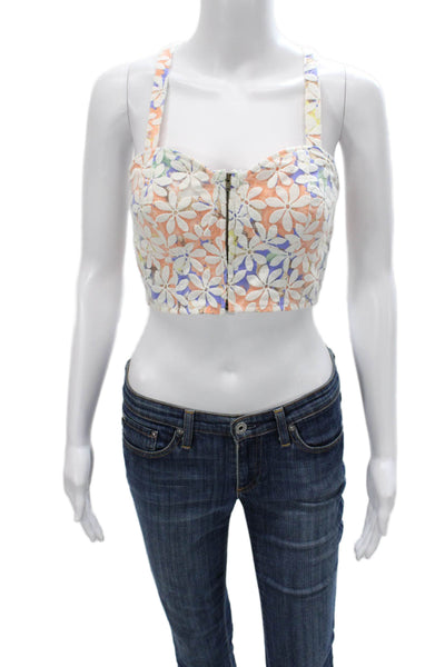 Sugar Lips Womens Cropped Floral Sweetheart Tank Multi Size S