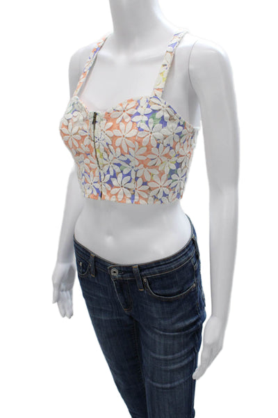 Sugar Lips Womens Cropped Floral Sweetheart Tank Multi Size S
