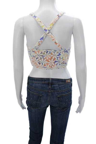 Sugar Lips Womens Cropped Floral Sweetheart Tank Multi Size S