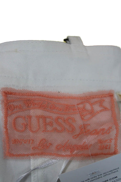 GUESS Womens Camisole White Floral Sweetheart Cotton Zip Size XS