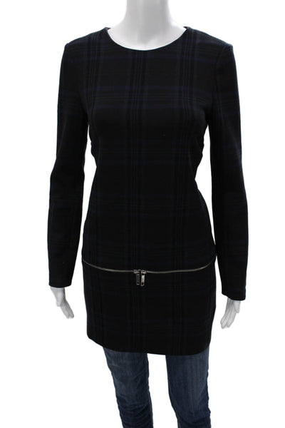 Zara Woman Womens Mini Plaid Zip Long Sleeve Polyester Dress Multicolor Size S
