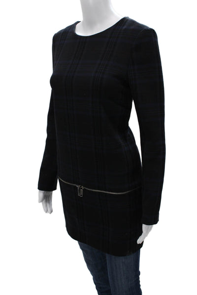 Zara Woman Womens Mini Plaid Zip Long Sleeve Polyester Dress Multicolor Size S