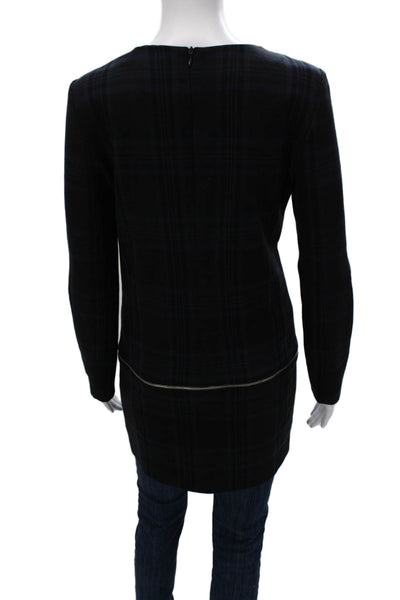 Zara Woman Womens Mini Plaid Zip Long Sleeve Polyester Dress Multicolor Size S