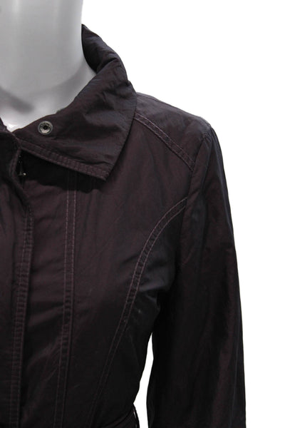 Laundry Womens Trench Coat Purple Buckle Long Sleeve Solid Size XS