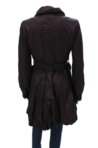 Laundry Womens Trench Coat Purple Buckle Long Sleeve Solid Size XS