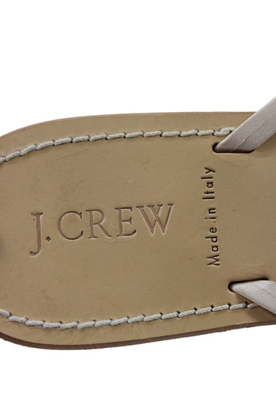 J Crew Womens Leather Studded Floral Thong Sandals Beige Black Size 9