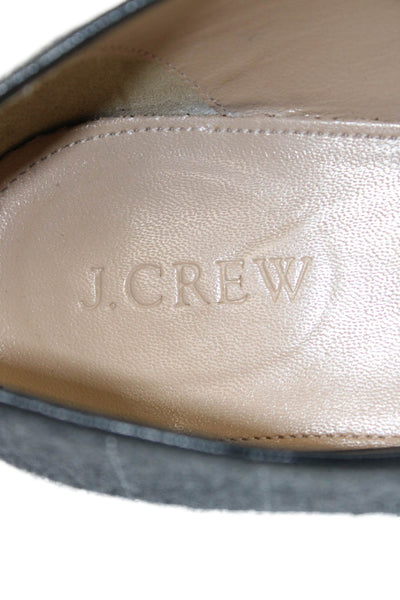 J Crew Womens Striped Tassel Front Slide On Loafers Grey Size 9.5
