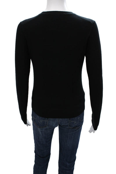 French Connection Women Black Crew Neck Long Sleeve Pullover Sweater Size M