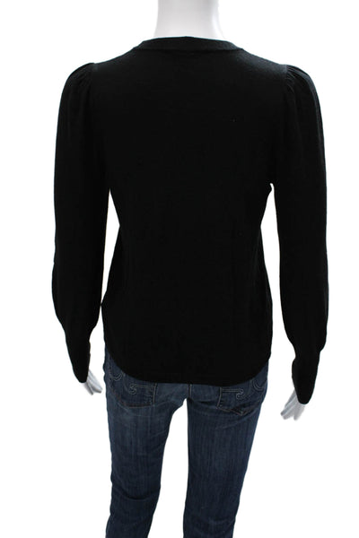 Splendid Women Black Pullover Sweater Crew Neck Long Sleeve Polyester Size XS