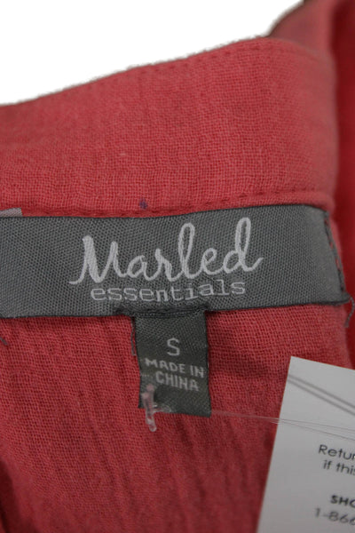 Marled Womens Basic Cotton V Neck Long Sleeve Pink Blouse Size S