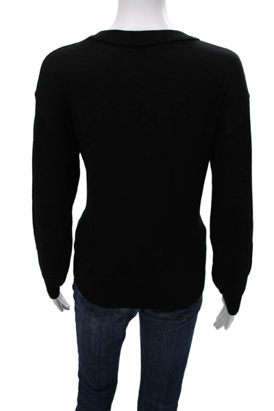 Magaschoni Women Pullover Black Viscose Crew Neck Long Sleeve Size S