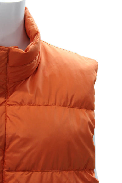 J Crew Unisex Adults Quilted Nylon Snap Vest Orange Size L