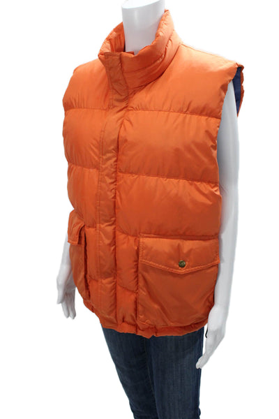 J Crew Unisex Adults Quilted Nylon Snap Vest Orange Size L