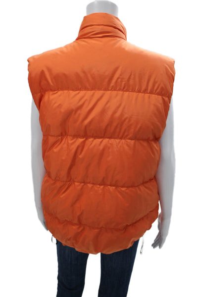 J Crew Unisex Adults Quilted Nylon Snap Vest Orange Size L