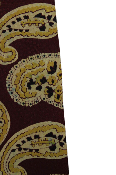 DKNY Womens Paisley Print Fringe Trim Scarf Burgundy Red Yellow