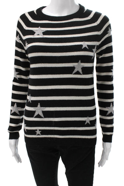 Philosophy By Republic Women Pullover Sweater Black Cashmere Striped Size XS