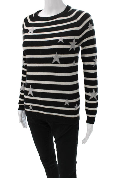Philosophy By Republic Women Pullover Sweater Black Cashmere Striped Size XS