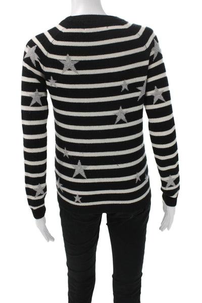 Philosophy By Republic Women Pullover Sweater Black Cashmere Striped Size XS