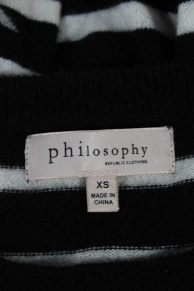 Philosophy By Republic Women Pullover Sweater Black Cashmere Striped Size XS