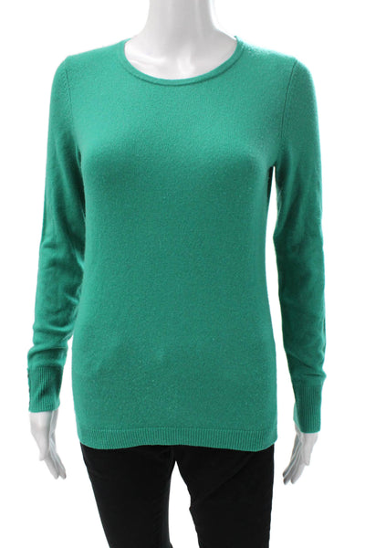 Talbots Womens Cashmere Pullover Sweater Crew Neck Long Sleeve Green Size XS