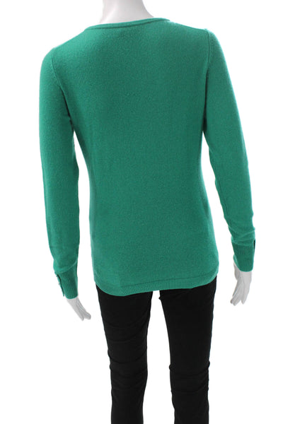 Talbots Womens Cashmere Pullover Sweater Crew Neck Long Sleeve Green Size XS
