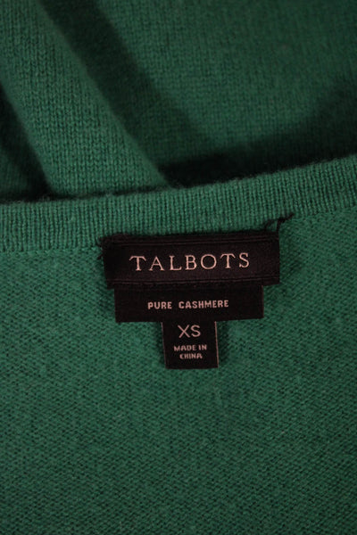 Talbots Womens Cashmere Pullover Sweater Crew Neck Long Sleeve Green Size XS