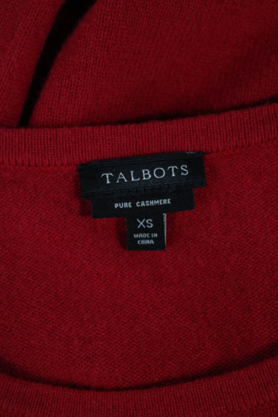 Talbots Women Cashmere Crew Neck Pullover Long Sleeve Red Size XS