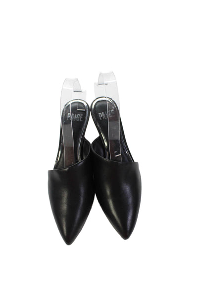 Paige Womens Cone Heel Pointed Toe Leather Paloma Mules Pumps Black Size 6.5