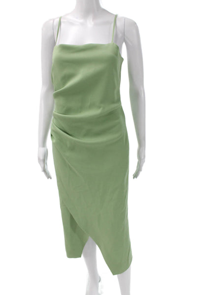 Marella Women Slip Dress Green Square Neck Sleeveless Mid-Calf Size 0