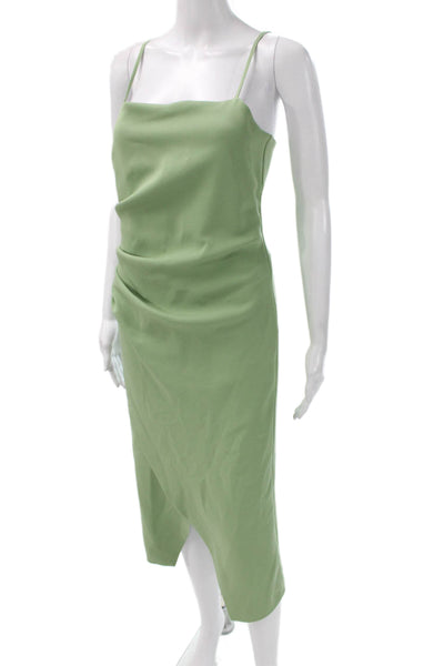 Marella Women Slip Dress Green Square Neck Sleeveless Mid-Calf Size 0